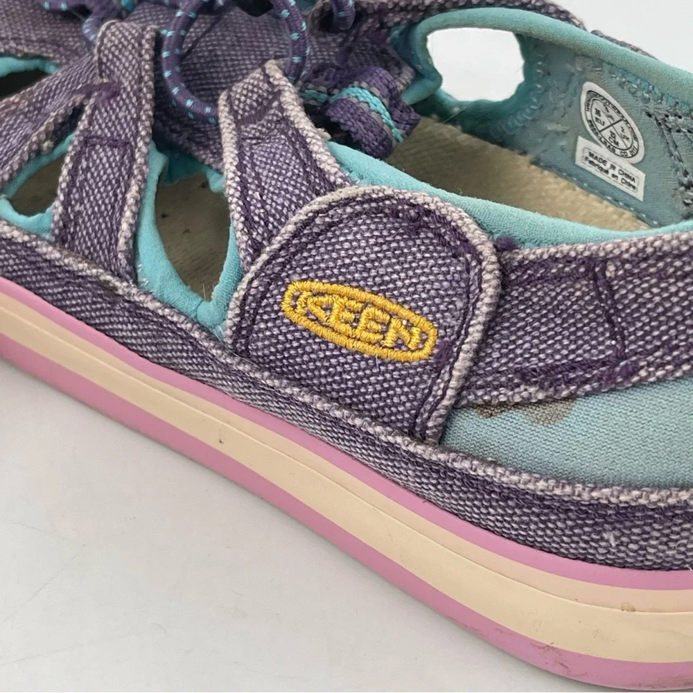 Keen Kids Newport H2 Purple Distressed Canvas Outdoor Hiking Water Shoes-Size 3Y